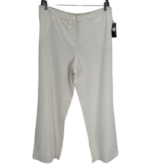 Kim Rogers Linen Cotton Blend Wide Leg Pants White Size 18 NWT - Picture 1 of 9